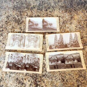 Lot of Five Antique Original Stereoscope Stereoview Cards, Keystone 1896-1900
